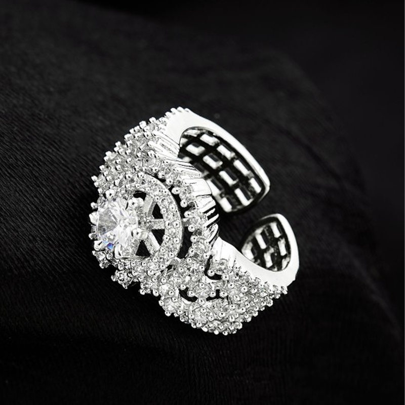 Silver-Plated Cubic Zirconia Stones Studded Finger Ring